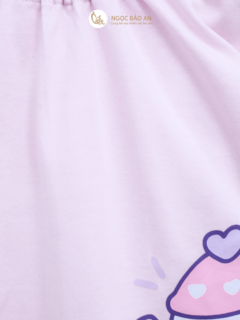 [M&B] BST CANDY: Bộ áo quần tay dài cotton phối nơ tiểu thư M&b cho bé (Ấm Trà Tím)