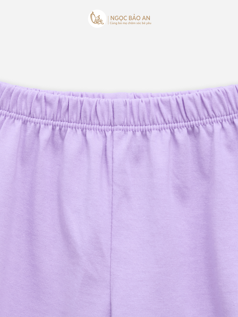 [M&B] BST CANDY: Bộ áo quần tay dài cotton phối nơ tiểu thư M&b cho bé (Ấm Trà Tím)