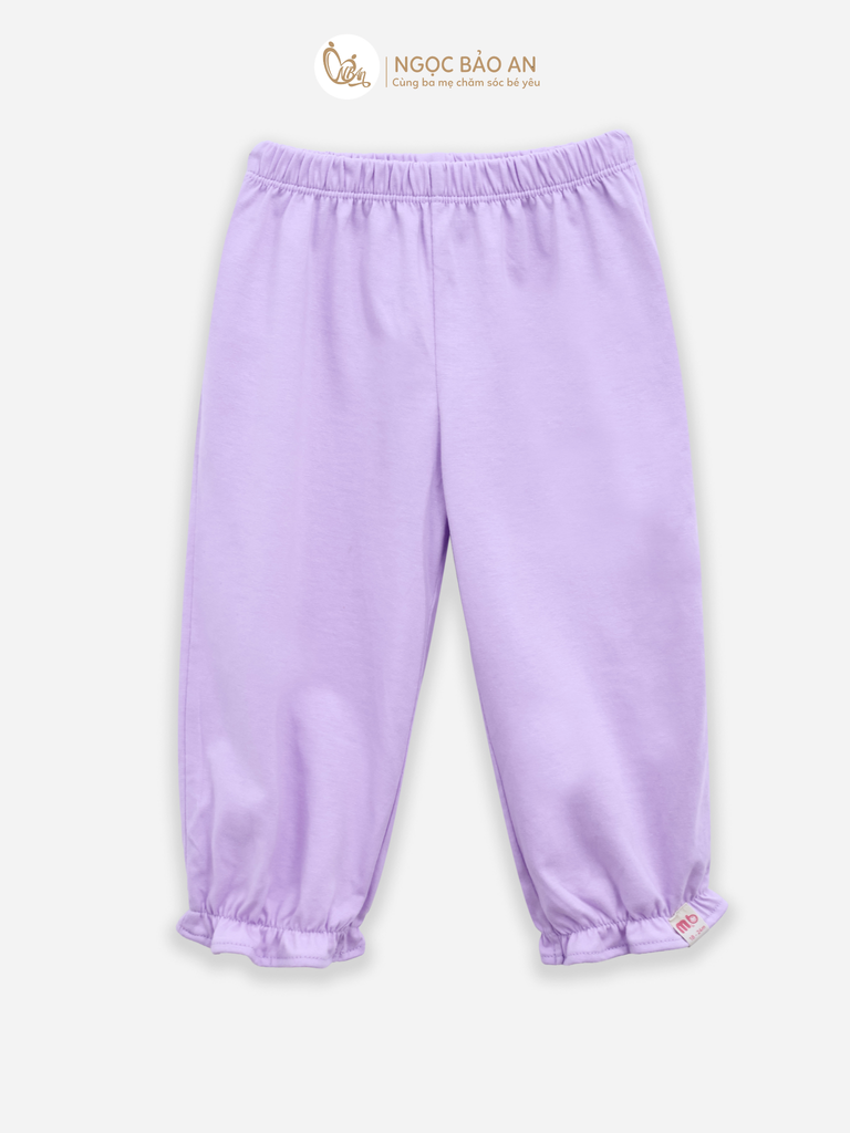 [M&B] BST CANDY: Bộ áo quần tay dài cotton phối nơ tiểu thư M&b cho bé (Ấm Trà Tím)