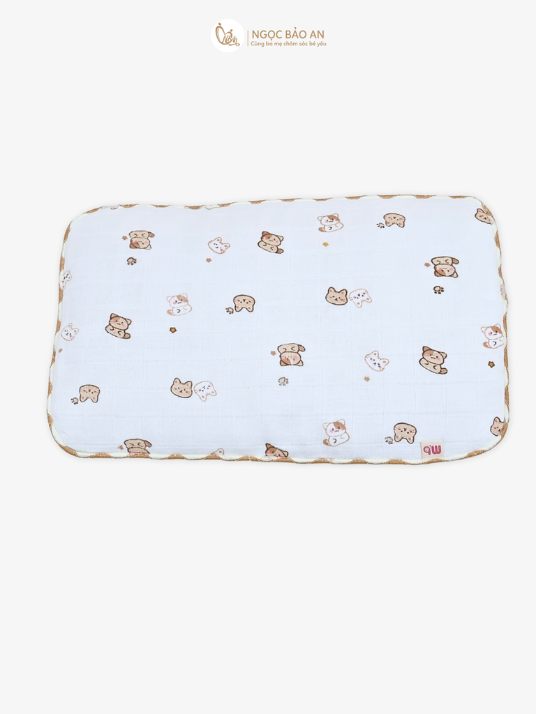 Gối nằm cotton in hình sơ sinh M&b