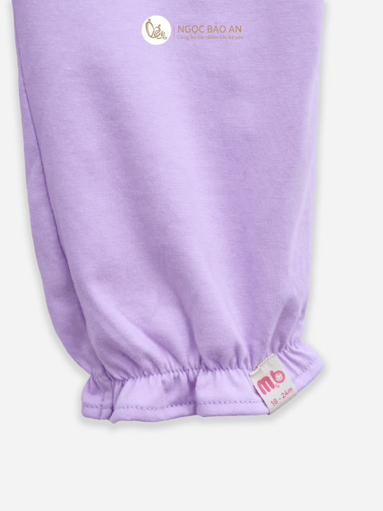 [M&B] BST CANDY: Bộ áo quần tay dài cotton phối nơ tiểu thư M&b cho bé (Ấm Trà Tím)