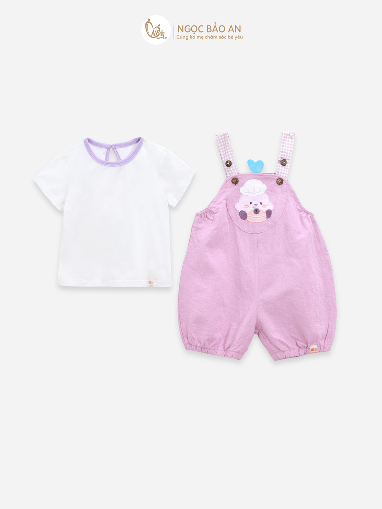 [M&B] BST CANDY: Set Áo + Yếm cotton M&b cho bé (Đầu Bếp Kem)