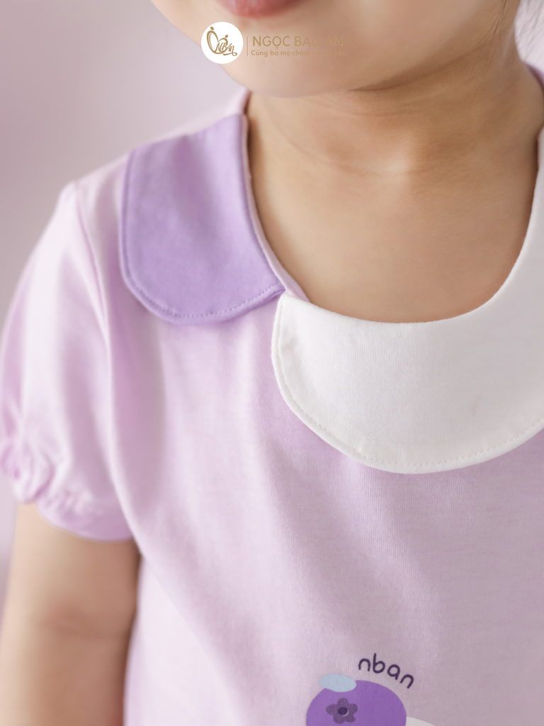 [M&B] BST CANDY: Body đùi tay ngắn cotton M&b cho bé (Blueberry)