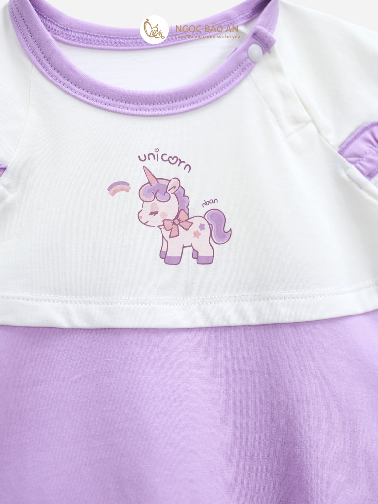 [M&B] Đầm xòe cotton M&b tay ngắn tone tím (Unicorn)