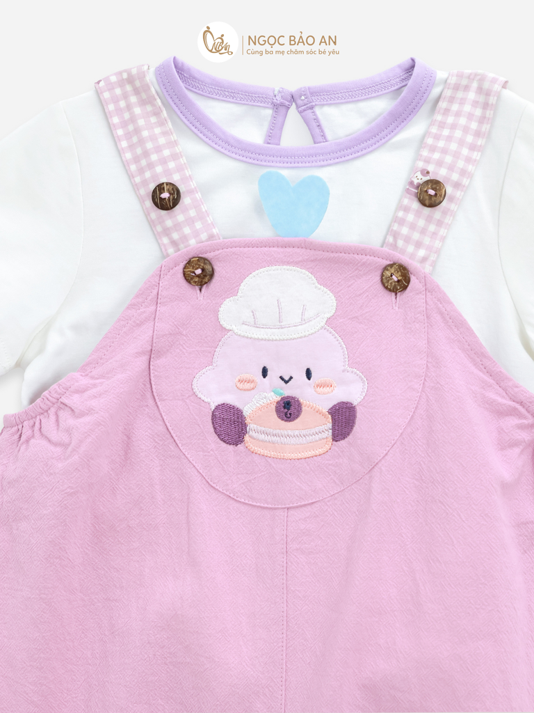[M&B] BST CANDY: Set Áo + Yếm cotton M&b cho bé (Đầu Bếp Kem)