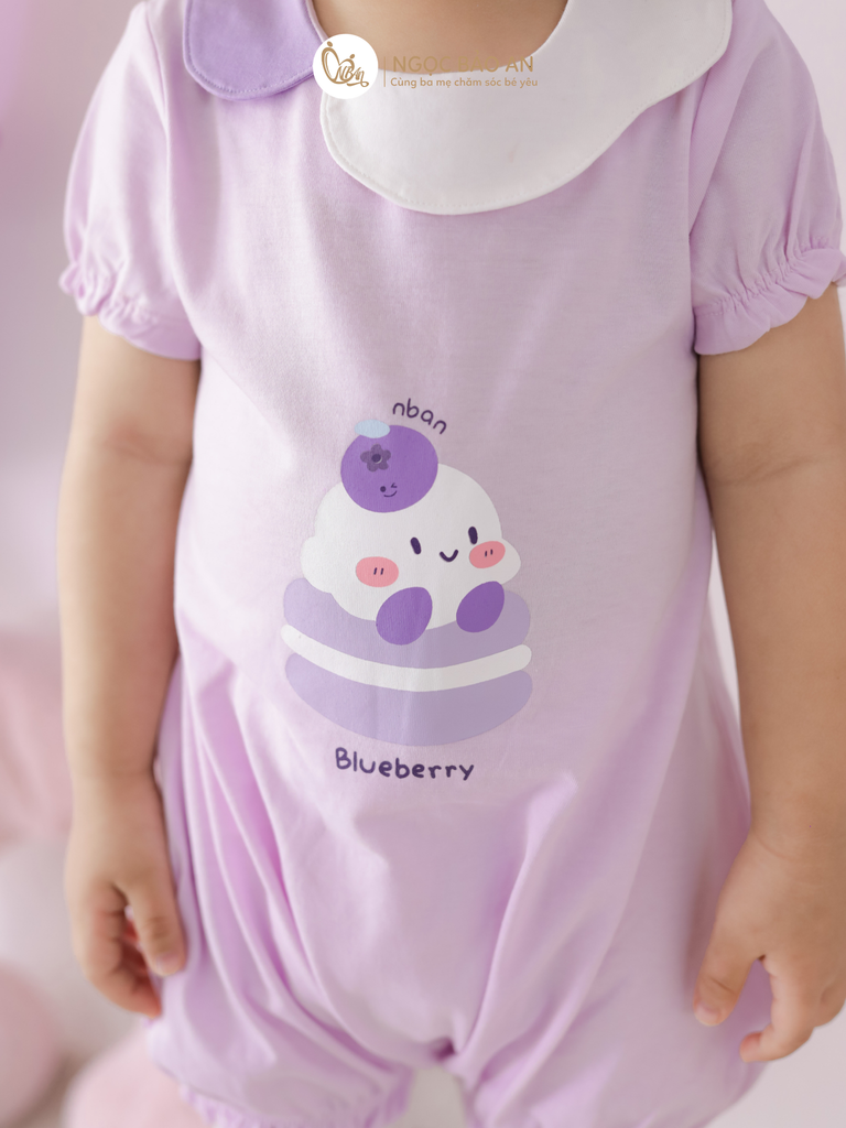 [M&B] BST CANDY: Body đùi tay ngắn cotton M&b cho bé (Blueberry)