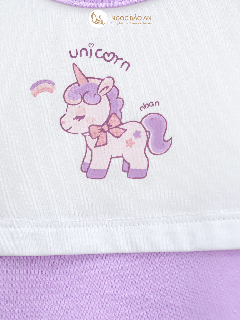 [M&B] Đầm xòe cotton M&b tay ngắn tone tím (Unicorn)