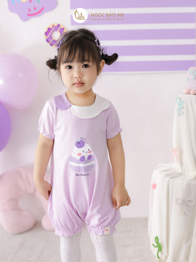[M&B] BST CANDY: Body đùi tay ngắn cotton M&b cho bé (Blueberry)