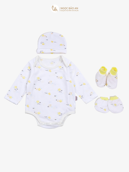 Combo Bodysuit Honey tay dài cho bé (Bo Gà Vàng, Nb-3m)