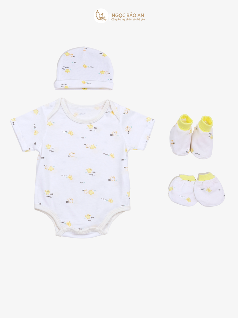 Combo Bodysuit Honey tay ngắn cho bé (Bo Gà Vàng, Nb-3m)