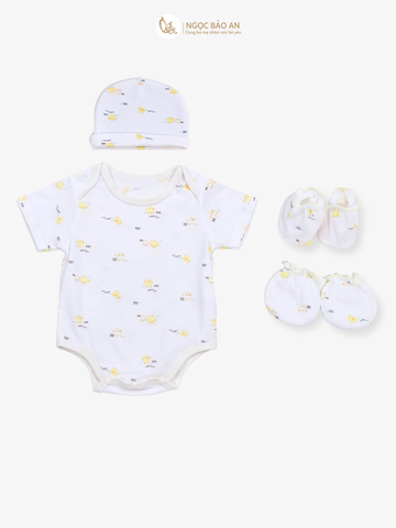 Combo Bodysuit Honey tay ngắn cho bé (Thun Gà Vàng, 3-6m)