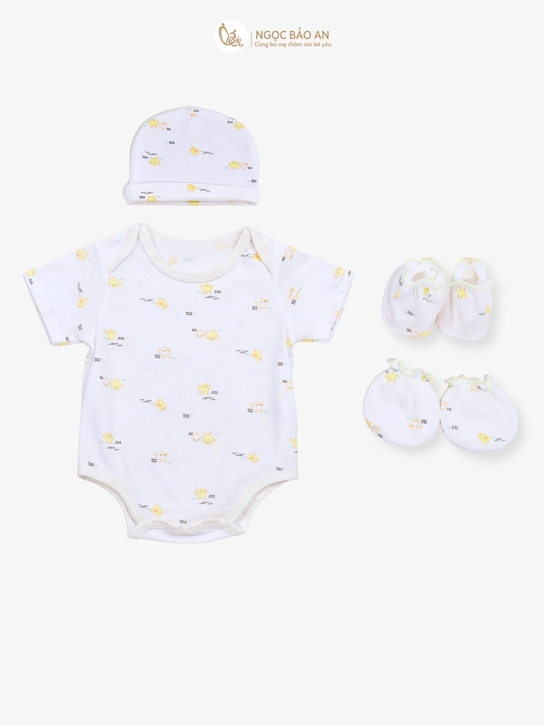 Combo Bodysuit Honey tay ngắn cho bé (Thun Gà Vàng, Nb-3m)