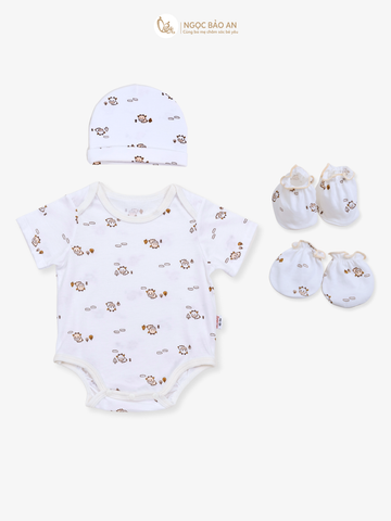 Combo Bodysuit Honey tay ngắn cho bé (Thun Trâu Cam, 3-6m)