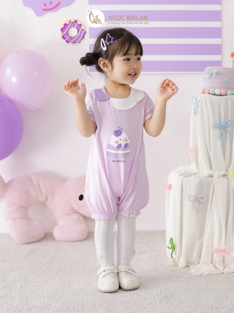 [M&B] BST CANDY: Body đùi tay ngắn cotton M&b cho bé (Blueberry)