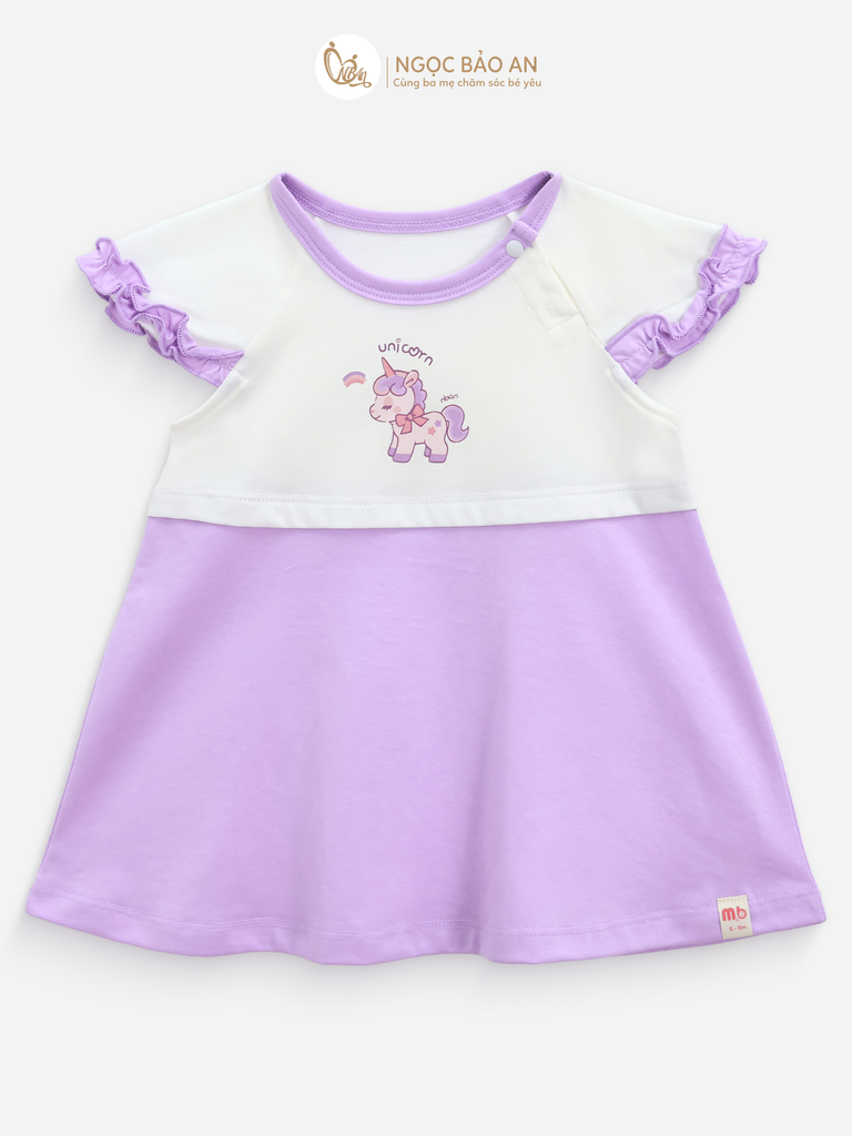 [M&B] Đầm xòe cotton M&b tay ngắn tone tím (Unicorn)