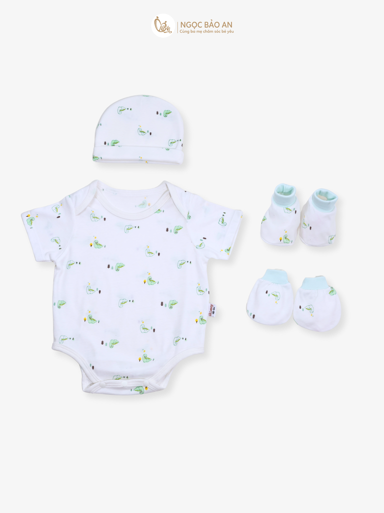 Combo Bodysuit Honey tay ngắn cho bé (Bo Khủng Long ngọc, 3-6m)