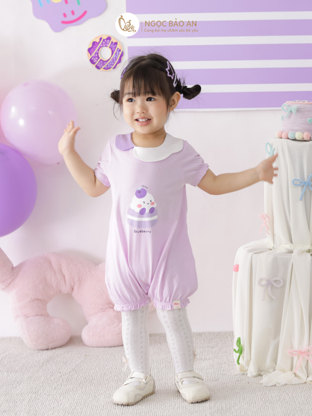 [M&B] BST CANDY: Body đùi tay ngắn cotton M&b cho bé (Blueberry)