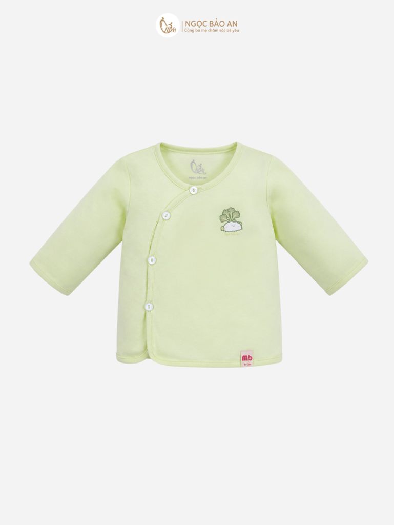 [M&B] Bộ tay dài cài bên cotton củ cải xanh bơ