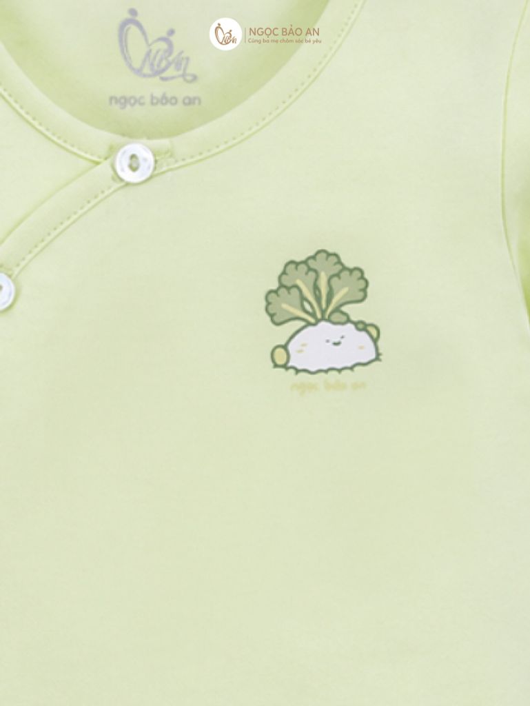 [M&B] Bộ tay dài cài bên cotton củ cải xanh bơ