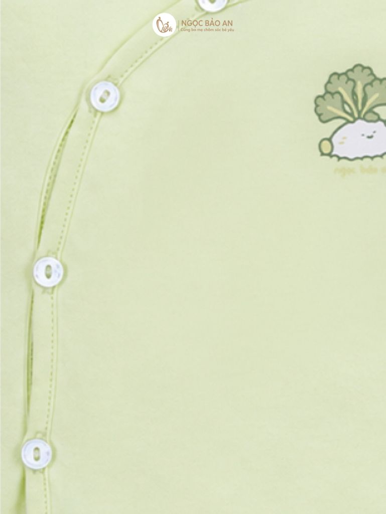 [M&B] Bộ tay dài cài bên cotton củ cải xanh bơ