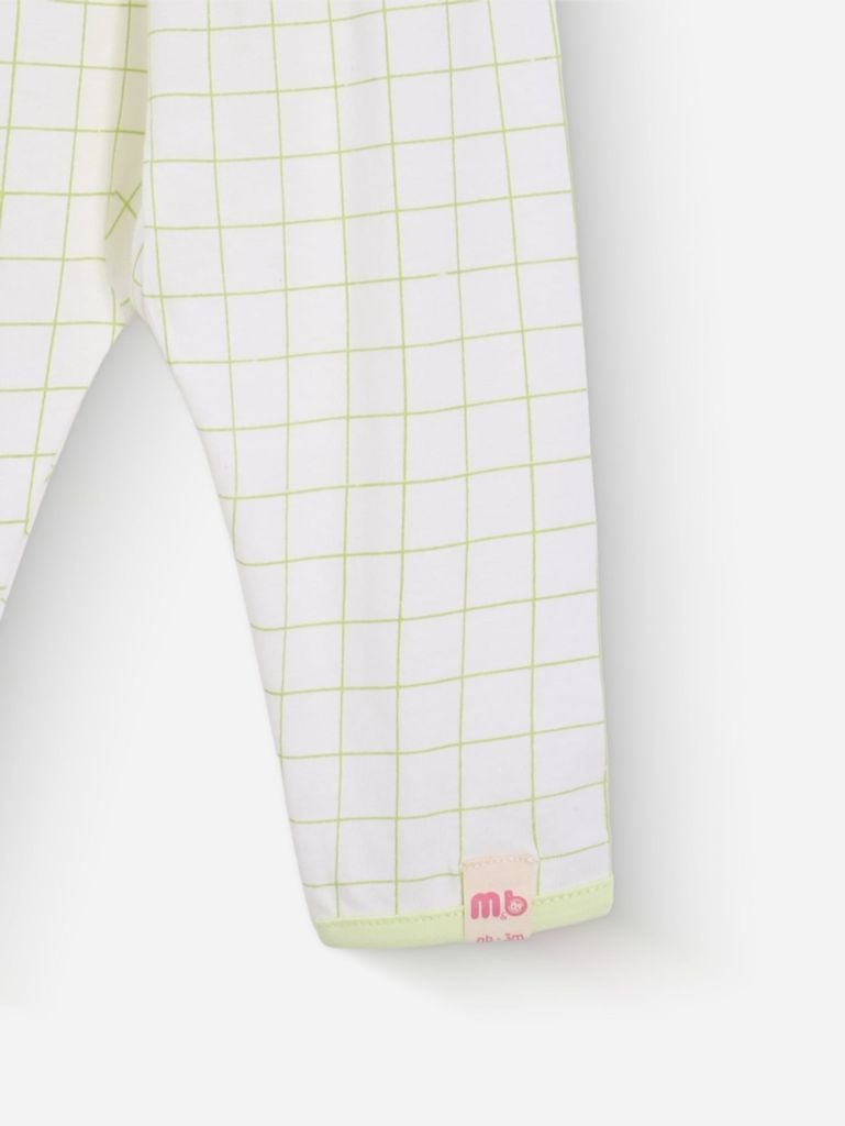 [M&B] Bộ tay dài cài bên cotton caro xanh bơ
