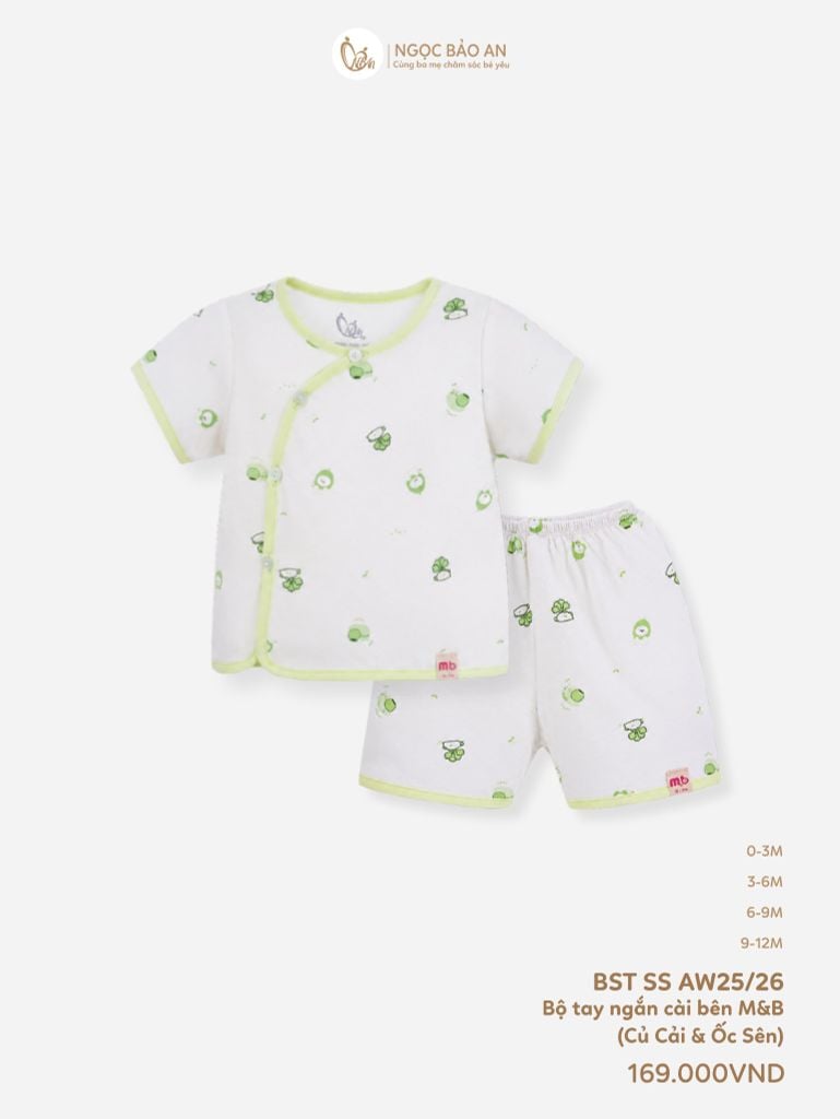 [M&B] Bộ ngắn cài bên cotton củ cải ốc sên