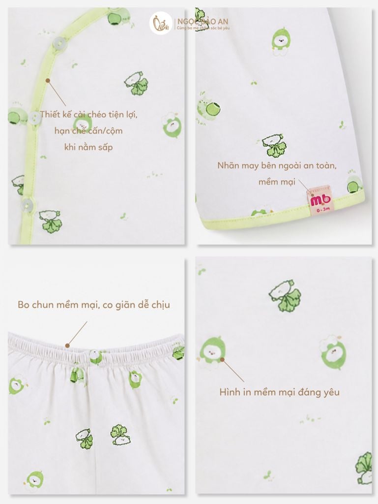 [M&B] Bộ ngắn cài bên cotton củ cải ốc sên
