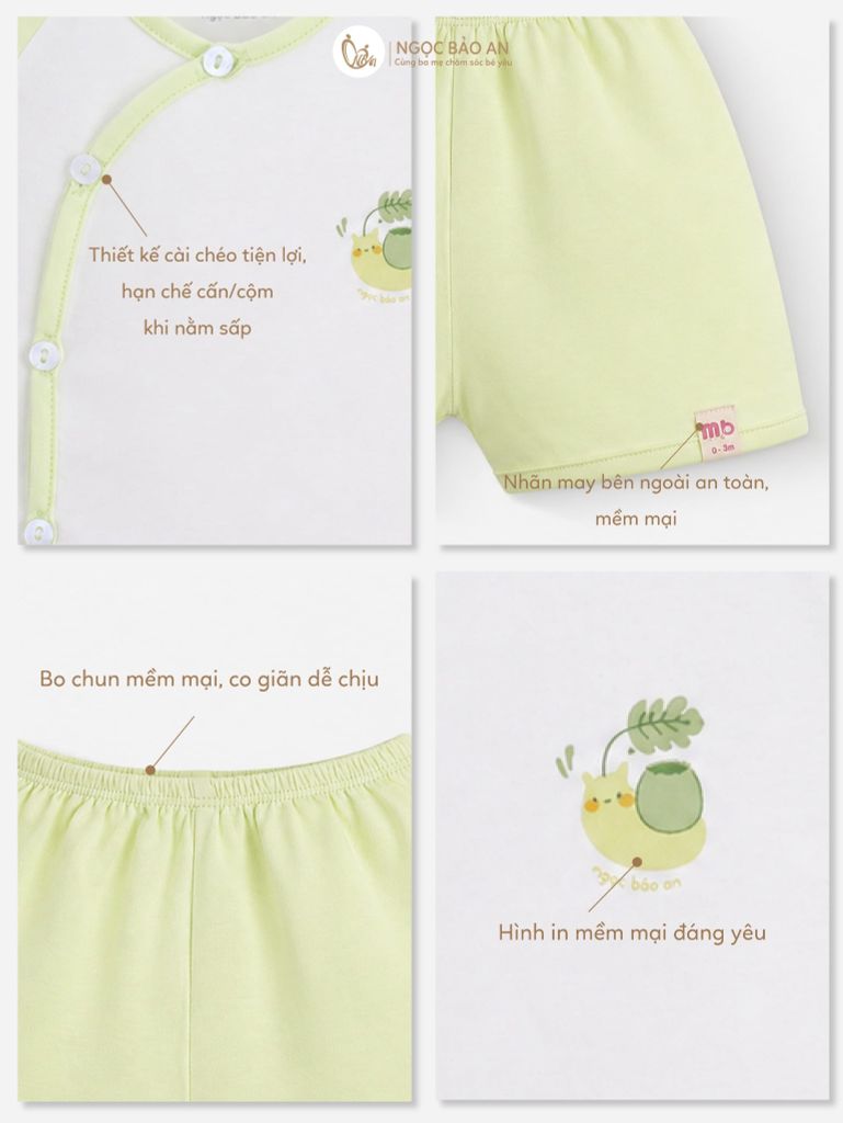 [M&B] Bộ ngắn cài bên cotton ốc sên PM