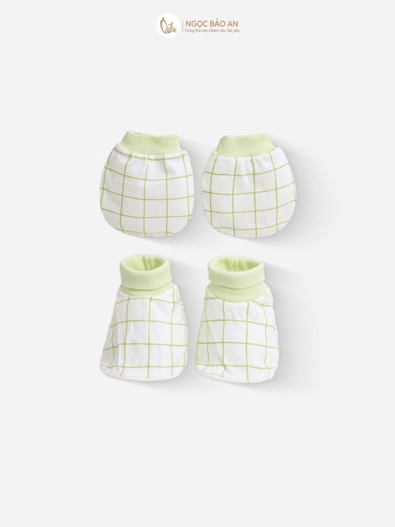 [M&B] Combo Sơ Sinh cotton tone Xanh Bơ in hình họa tiết đầy đủ phụ kiện(CBSScotton2025)