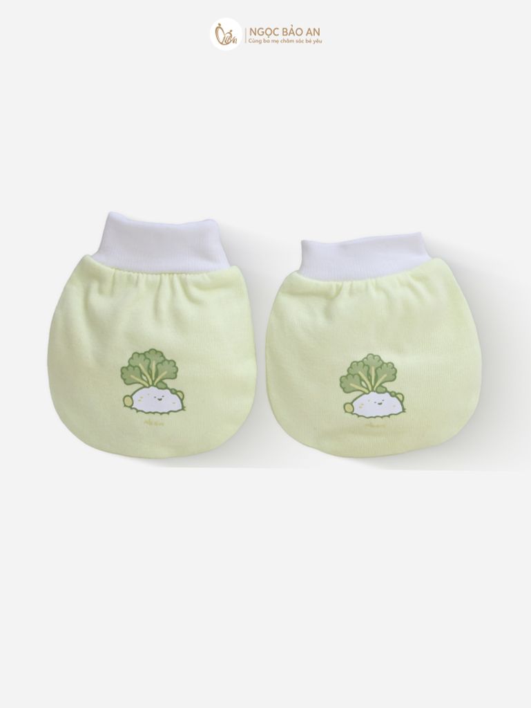 [M&B] Set nón bao tay chân bo cotton sơ sinh củ cải
