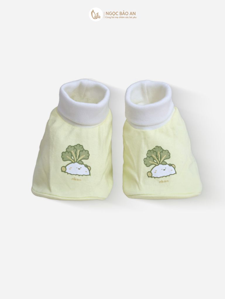 [M&B] Set nón bao tay chân bo cotton sơ sinh củ cải