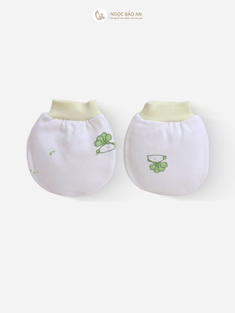 [M&B] Bộ bao tay chân bo cotton sơ sinh họa tiết Củ Cải & Ốc Sên