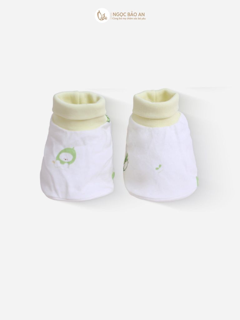 [M&B] Bộ bao tay chân bo cotton sơ sinh họa tiết Củ Cải & Ốc Sên