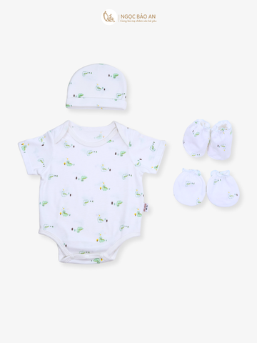 Combo Bodysuit Honey tay ngắn cho bé (Thun Khủng Long ngọc, 3-6m)