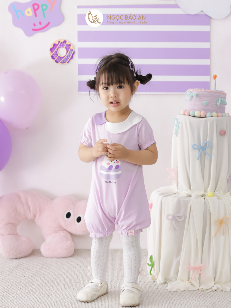[M&B] BST CANDY: Body đùi tay ngắn cotton M&b cho bé (Blueberry)