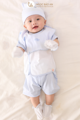 [M&B] Bộ ngắn cài bên cotton bạch tuộc xanh PM