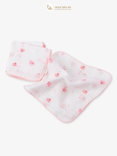 [M&B] Combo 5 khăn gạc xô 4 lớp in hình mèo hồng sweetie
