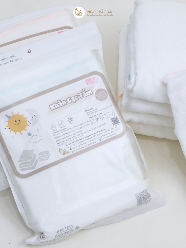 [M&B] Khăn Gạc Tắm Cao Cấp 4 Lớp M&b 75x85cm