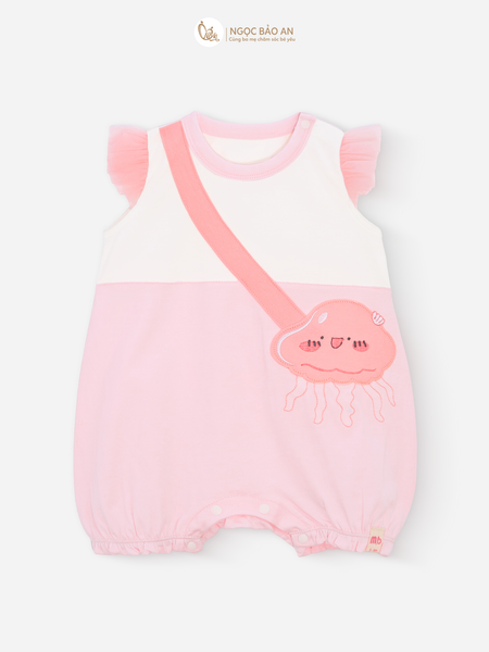 [M&B] Body đùi cotton bé gái tay cánh tiên (Bạch Tuộc Hồng)