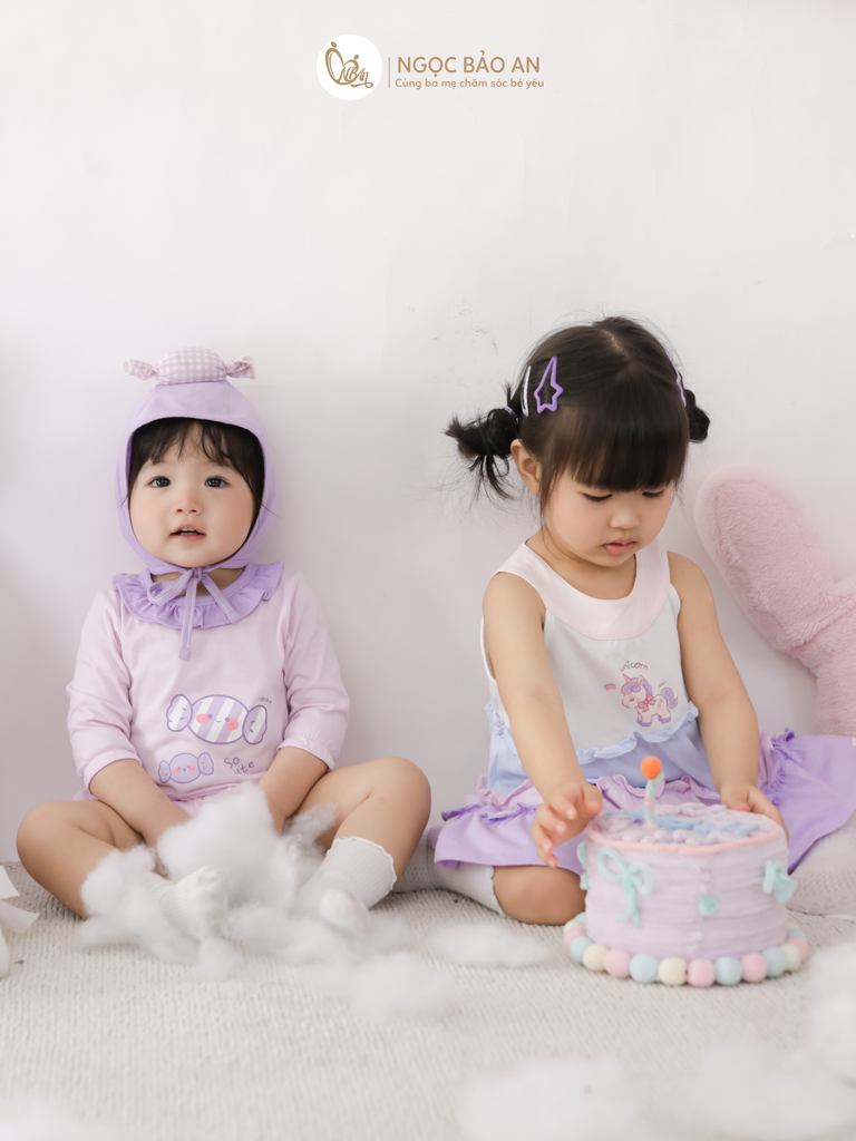 [M&B] Đầm tầng dáng yếm xòe cotton M&b tone tím (Unicorn)