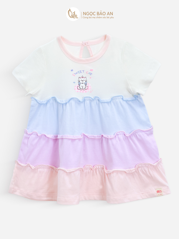 [M&B] Đầm tầng dáng xòe cotton M&b tay ngắn bé gái (Sweet Cat)