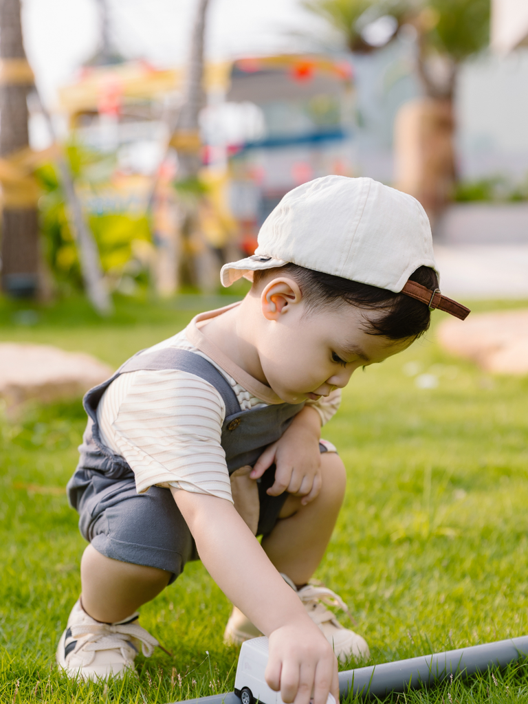 [M&B] BST SÓC: Set Áo sọc nâu + Yếm quần cho bé Trai M&B cotton