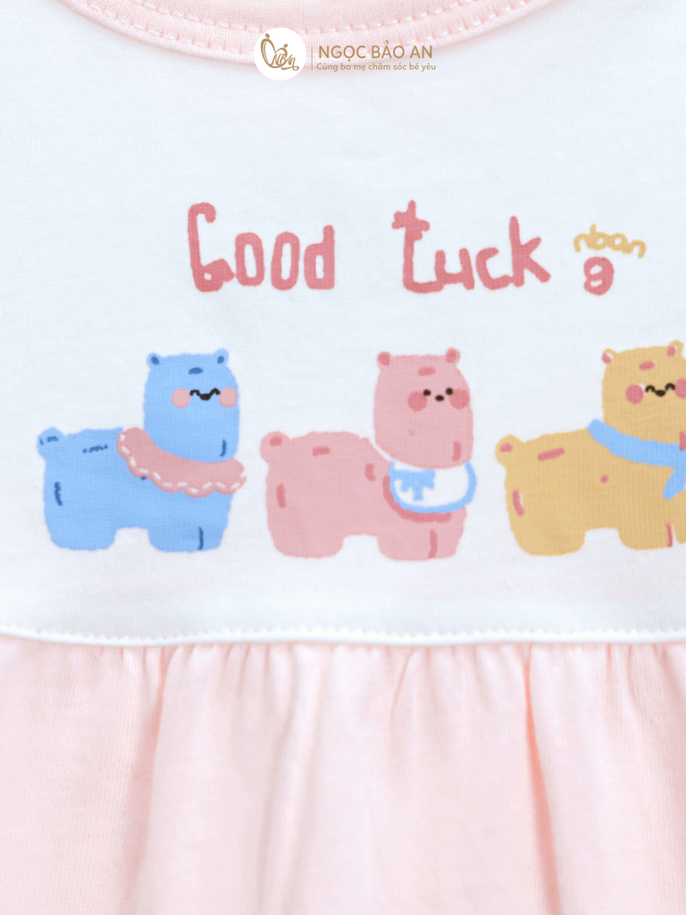 [M&B] Đầm tầng dáng xòe cotton M&b tone hồng bé gái (Good Luck)