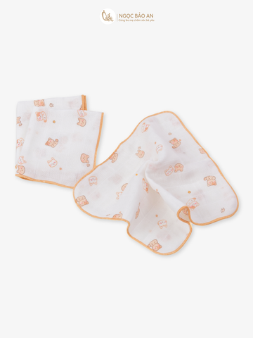 [M&B] Combo 5 khăn gạc xô 4 lớp in hình mèo vàng sweetie