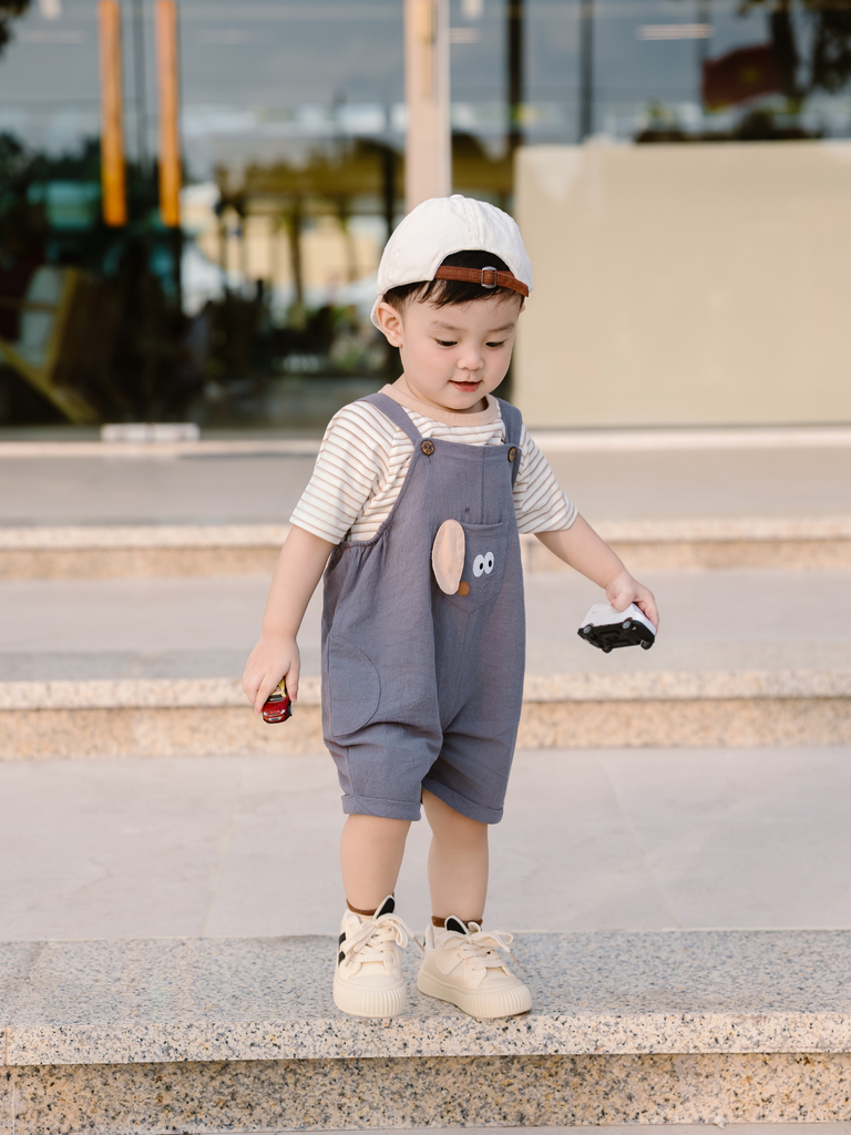 [M&B] BST SÓC: Set Áo sọc nâu + Yếm quần cho bé Trai M&B cotton