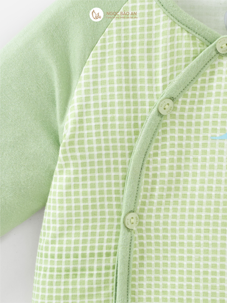 [M&B] Bộ tay dài cài bên caro dino PM (NB-24m)