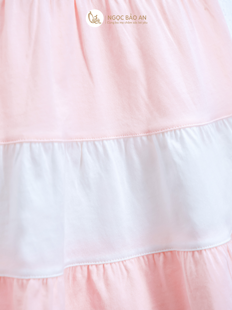 [M&B] Đầm tầng dáng xòe cotton M&b tone hồng bé gái (Good Luck)