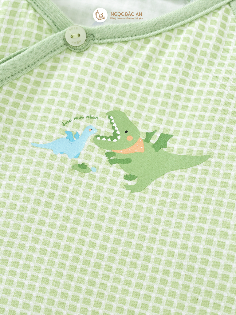 [M&B] Bộ tay dài cài bên caro dino PM (NB-24m)