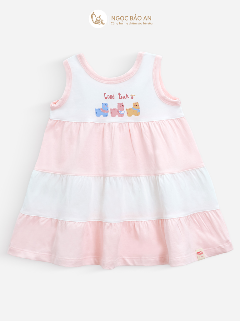 [M&B] Đầm tầng dáng xòe cotton M&b tone hồng bé gái (Good Luck)