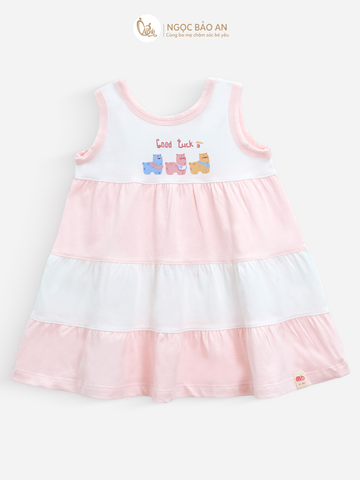 [M&B] Đầm tầng dáng xòe cotton M&b tone hồng bé gái (Good Luck)